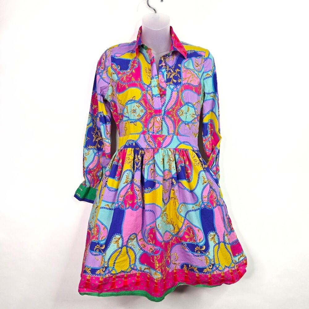 Pre-Loved New York & Company Abstract Print Poplin Shirt Dress